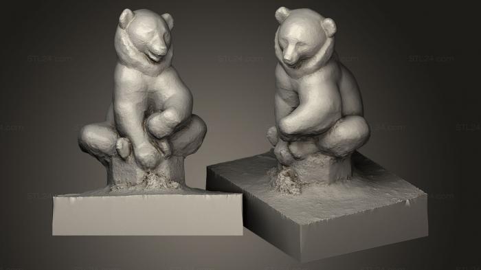 Статуэтки животных (Сидящий медведь, STKJ_0107) 3D модель для ЧПУ станка
